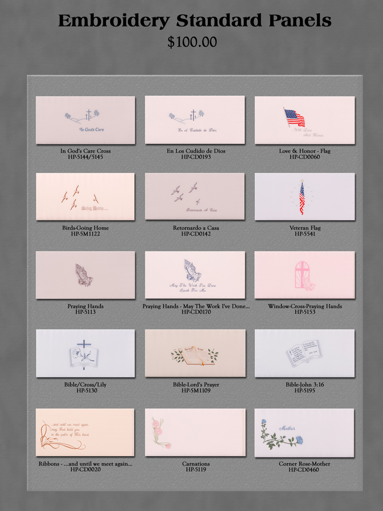 Embroidery Standard Panels